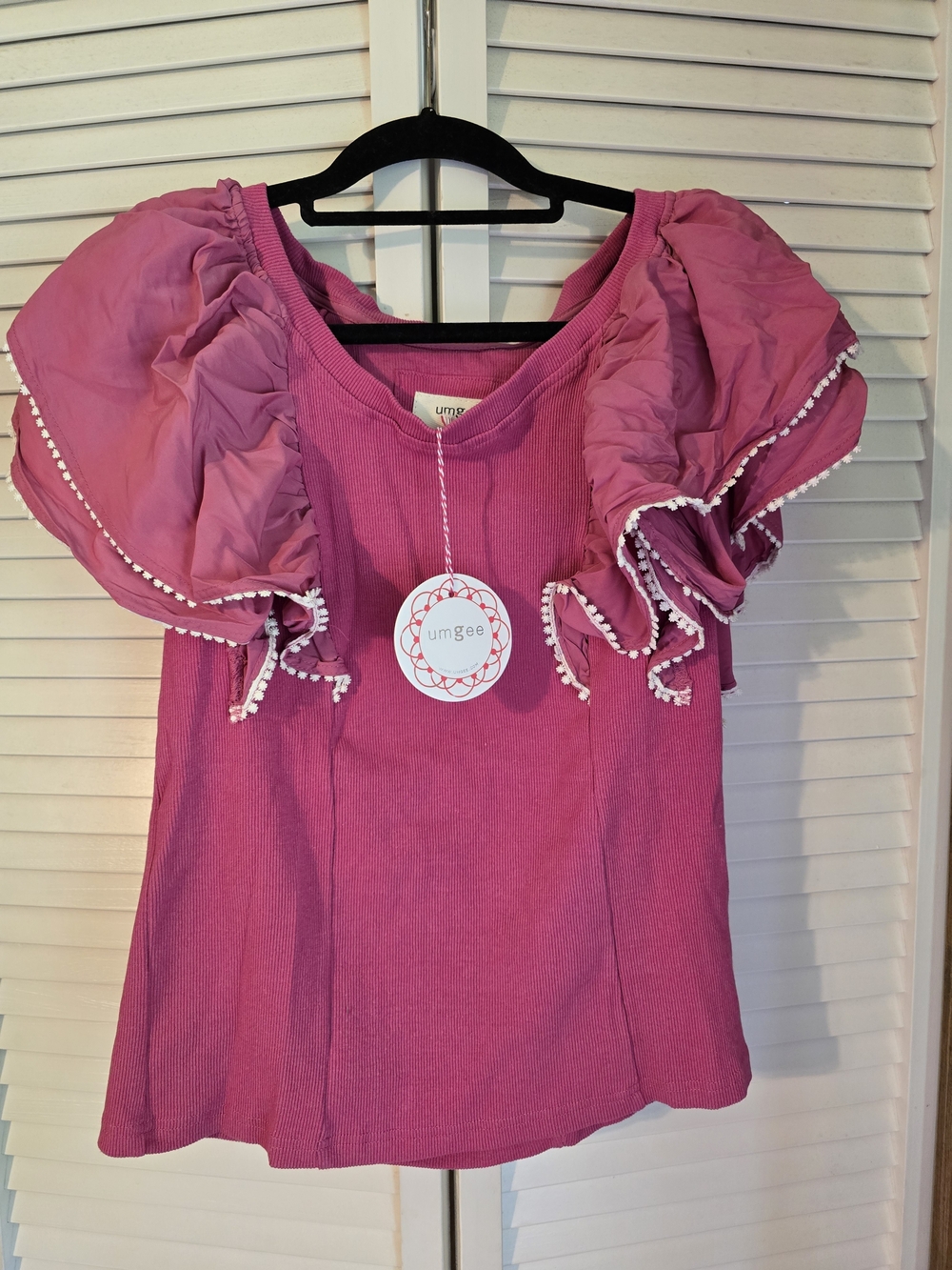 Umgee Pink Ruffled Sleeve Women’s Top